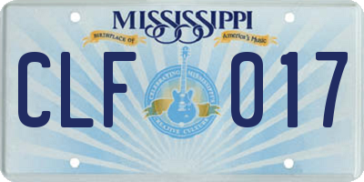 MS license plate CLF017