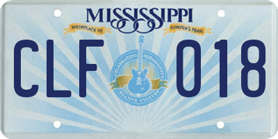 MS license plate CLF018