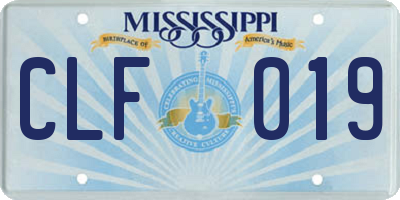 MS license plate CLF019