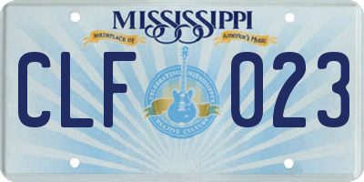 MS license plate CLF023