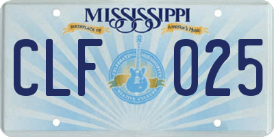 MS license plate CLF025