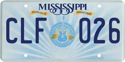 MS license plate CLF026