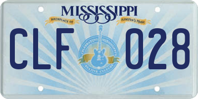 MS license plate CLF028