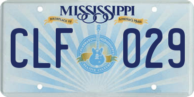MS license plate CLF029