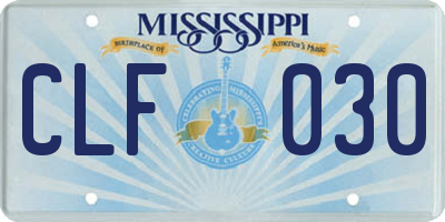 MS license plate CLF030