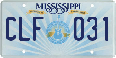 MS license plate CLF031