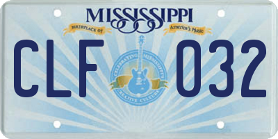MS license plate CLF032