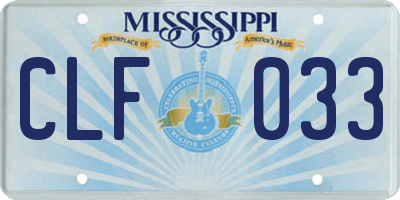 MS license plate CLF033