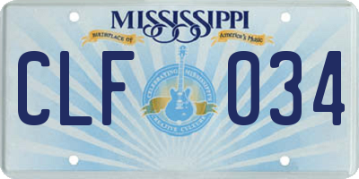 MS license plate CLF034