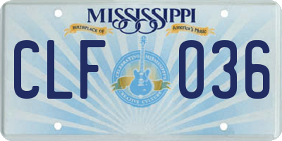 MS license plate CLF036