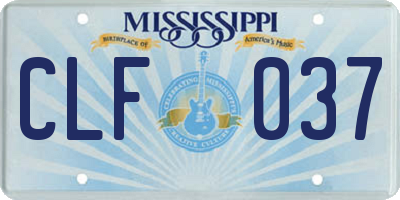 MS license plate CLF037