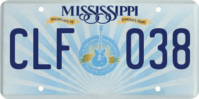 MS license plate CLF038