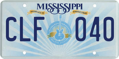 MS license plate CLF040