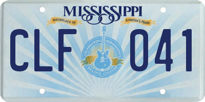 MS license plate CLF041