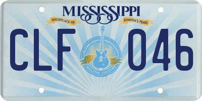 MS license plate CLF046