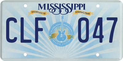 MS license plate CLF047