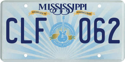 MS license plate CLF062