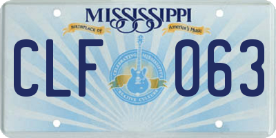MS license plate CLF063