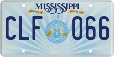 MS license plate CLF066