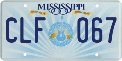 MS license plate CLF067