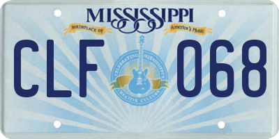 MS license plate CLF068