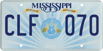 MS license plate CLF070