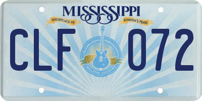 MS license plate CLF072