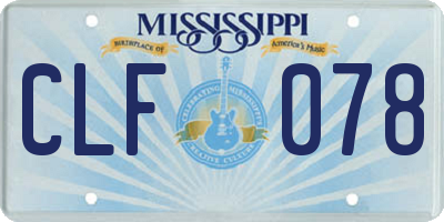 MS license plate CLF078