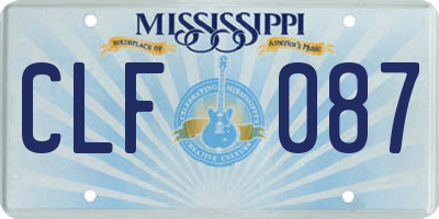 MS license plate CLF087