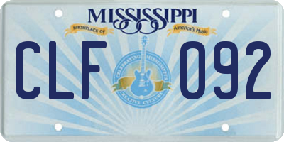MS license plate CLF092