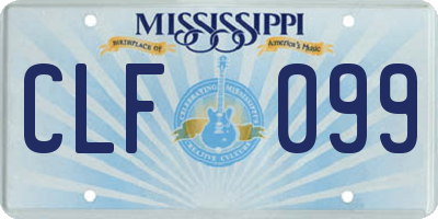 MS license plate CLF099