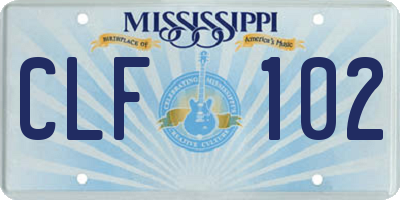 MS license plate CLF102