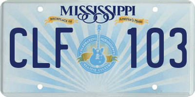 MS license plate CLF103
