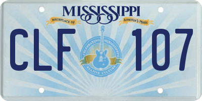 MS license plate CLF107