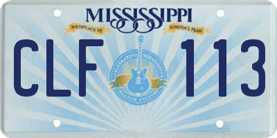 MS license plate CLF113