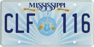 MS license plate CLF116