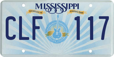 MS license plate CLF117