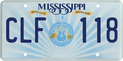 MS license plate CLF118