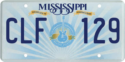MS license plate CLF129