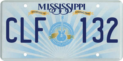 MS license plate CLF132