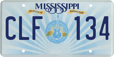 MS license plate CLF134