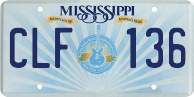 MS license plate CLF136