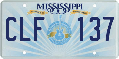 MS license plate CLF137