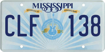 MS license plate CLF138