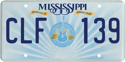 MS license plate CLF139