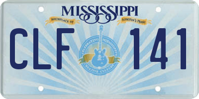 MS license plate CLF141