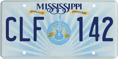 MS license plate CLF142