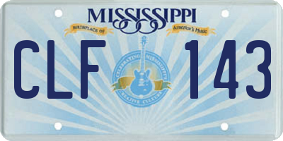 MS license plate CLF143