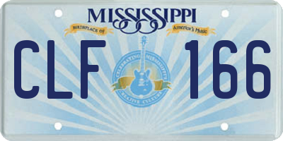 MS license plate CLF166