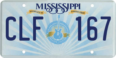 MS license plate CLF167